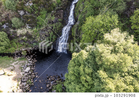 Aerial of Assaranca Waterfall in County Donegal - Ireland 103291908