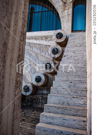 Carved steps staircase in modern architecture concept photo. Carved steps staircase in modern architecture concept photo. 103292036
