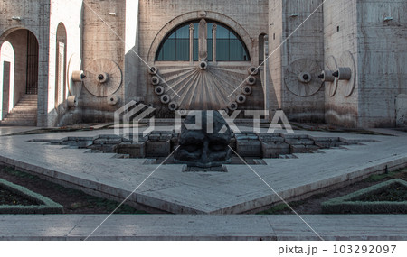 Yerevan cascade stairway with giant head in fountain. Yerevan cascade stairway with giant head in fountain. 103292097