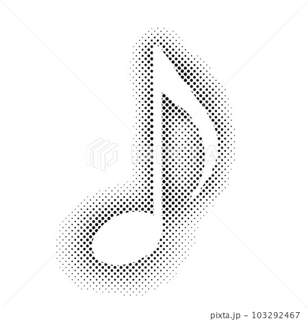 ふんわり白抜きの音符　ハーフトーン　八分音符 103292467