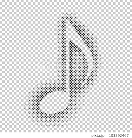 ふんわり白抜きの音符　ハーフトーン　八分音符 103292467