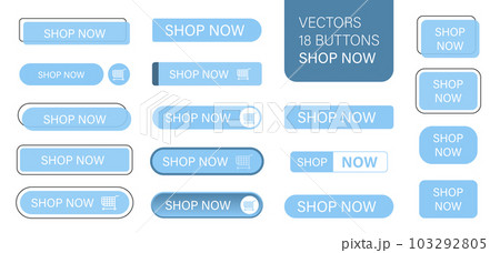 The shop now is a set of simple modern buttons. Push button for an application, advertisement, store or website. Various icons for your product 103292805