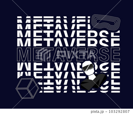 Metaverse clipart for print. Modern illustration with lettering and cyberman 103292807