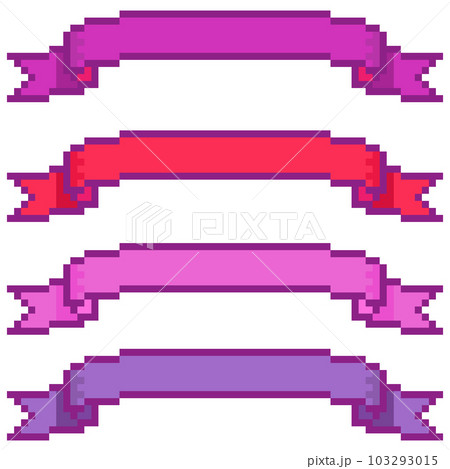 紫系のリボンの帯のピクセルイラスト 紫系のリボンの帯のピクセルイラスト 103293015