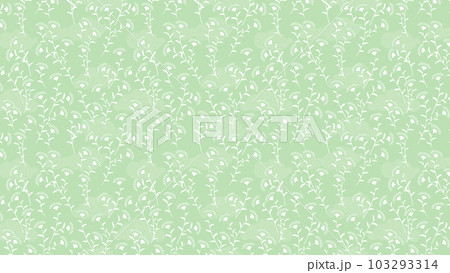 古風な薄緑色の草花の和柄素材16：9 103293314