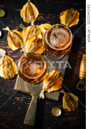 Beer and dried fish. Beer and dried fish. 103294245
