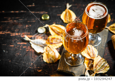 Beer and dried fish. Beer and dried fish. 103294247