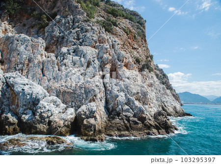 Attractive morning view of Li Cossi beach. Fantastic summer scene of Costa Paradiso, Sardinia island, Italy, Europe. Wonderful Mediterranean seascape. Beauty of nature concept background. Attractive morning view of Li Cossi beach. Fantastic summer scene of Costa Paradiso, Sardinia island, Italy, Europe. Wonderful Mediterranean seascape. Beauty of nature concept background. 103295397