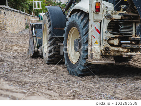 Engineer or Worker operator driving excavator on construction building site Engineer or Worker operator driving excavator on construction building site 103295539