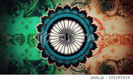 AI generated creative illustration with Indian flag concept AI generated creative illustration with Indian flag concept 103295919