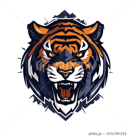 Tiger mascot sport logo design. Tiger animal mascot head vector illustration logo. Wild cat head mascot, Tiger head emblem design for eSports team 103296181