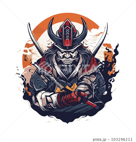 Asian Japanese samurai warrior esport gaming vector mascot logo template 103296211