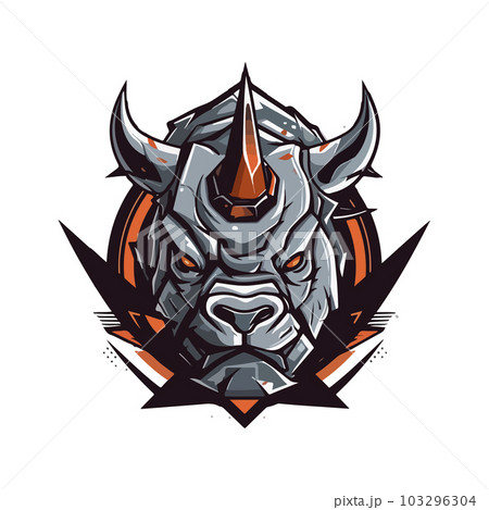 Rhino logo template. Endangered African Rhinoceros silhouette icon. Horned animal symbol. Vector illustration. 103296304