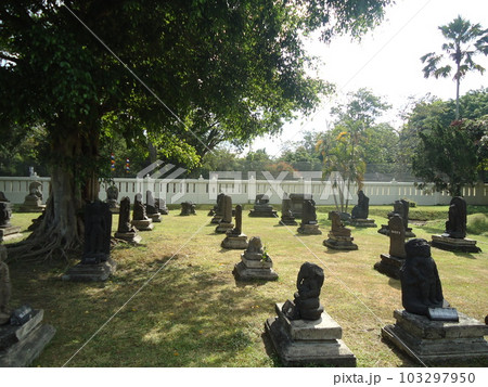 Small statue look like cemetery Buddhist Prambanan temple complex the largest temple in java, Central Java, Indonesia. Small statue look like cemetery Buddhist Prambanan temple complex the largest temple in java, Central Java, Indonesia. 103297950