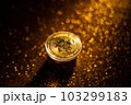 Bitcoin icon sign payment symbol golden background 103299183