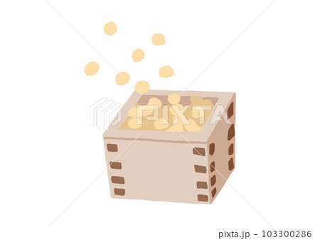 節分の豆まきの豆と枡のイラスト 103300286