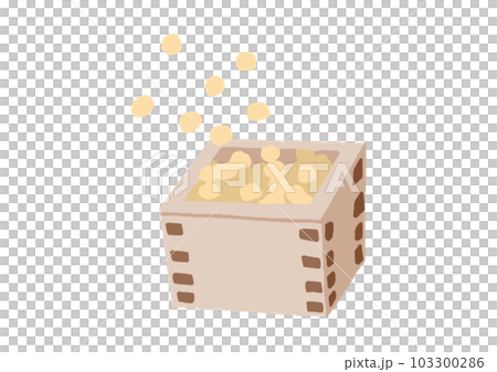 節分の豆まきの豆と枡のイラスト 103300286