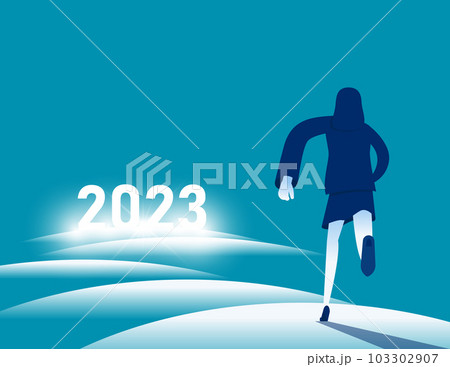 Business person running from 2023. Path to success of business Business person running from 2023. Path to success of business 103302907