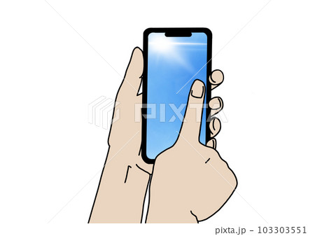スマホをタップする 正面向きで画面を見るアングル スマホをタップする 正面向きで画面を見るアングル 103303551