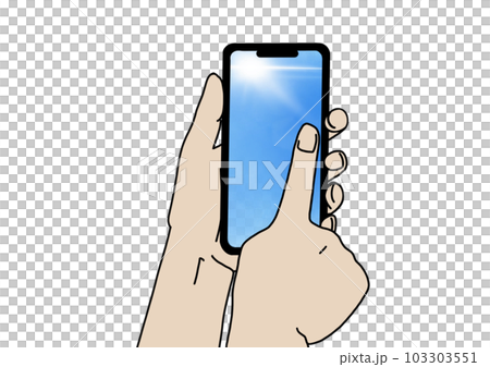 スマホをタップする 正面向きで画面を見るアングル スマホをタップする 正面向きで画面を見るアングル 103303551