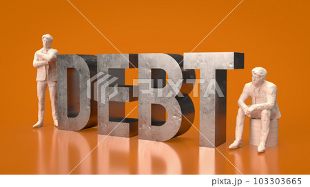 The man figure and debt text for Business concept 3d rendering 103303665