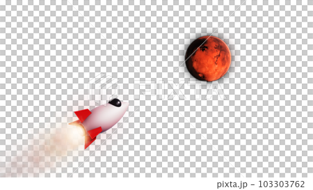 3D Render Rocket Jet Fly to Mars Red Planet On Galaxy Space 3D Illustration Background 3D Render Rocket Jet Fly to Mars Red Planet On Galaxy Space 3D Illustration Background 103303762