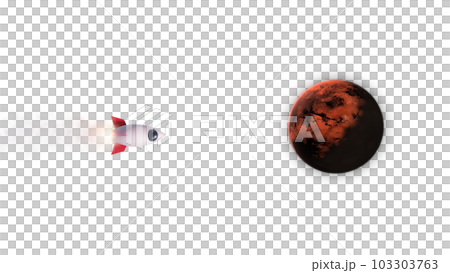 3D Render Rocket Jet Fly to Mars Red Planet On Galaxy Space Star Field 3D Illustration Background 3D Render Rocket Jet Fly to Mars Red Planet On Galaxy Space Star Field 3D Illustration Background 103303763