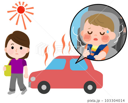 車内置き去りをする女性 熱中症の症状がある赤ちゃん イラスト 車内置き去りをする女性 熱中症の症状がある赤ちゃん イラスト 103304014