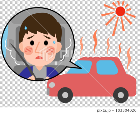 Illustration of a man with symptoms of heatstroke while driving Illustration of a man with symptoms of heatstroke while driving 103304020