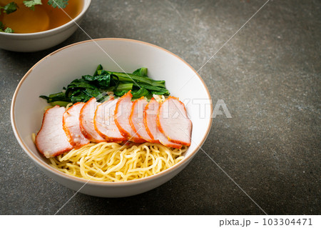 Barbecue Red Pork Noodles with Soup 103304471