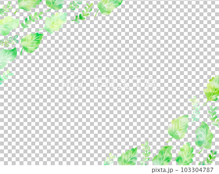 水彩風の緑の葉のフレーム 103304787