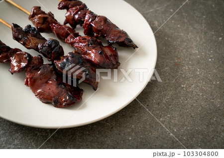 grilled chicken liver skewer yakitori serve in izakaya style 103304800