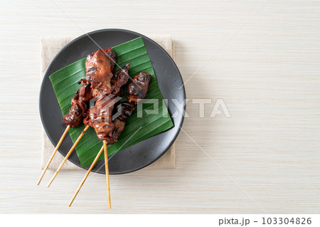 grilled chicken liver skewer in Asian style 103304826