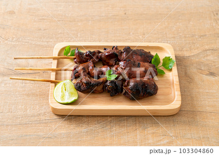 grilled chicken liver with herbs and spices grilled chicken liver with herbs and spices 103304860