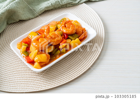 Stir-fried sweet and sour with fried shrimp Stir-fried sweet and sour with fried shrimp 103305185