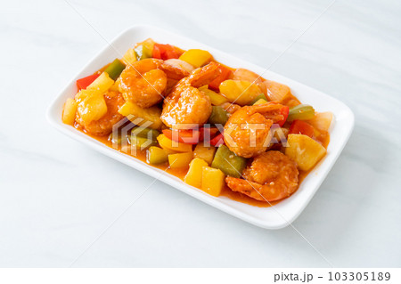 Stir-fried sweet and sour with fried shrimp Stir-fried sweet and sour with fried shrimp 103305189