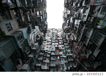 Yick Fat Building, Quarry Bay, Hong Kong. Residential area in old apartment Yick Fat Building, Quarry Bay, Hong Kong. Residential area in old apartment 103305221
