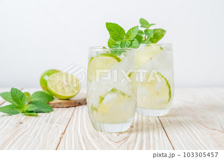 iced lime soda with mint 103305457
