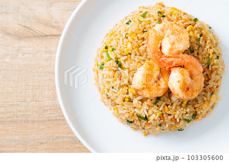 fried shrimps fried rice on plate fried shrimps fried rice on plate 103305600