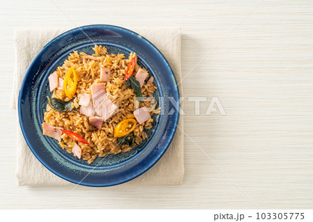 ham fried rice with herbs and spices ham fried rice with herbs and spices 103305775