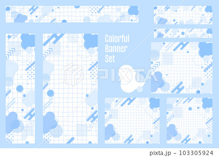 フレーム素材_メンフィス柄_青 103305924