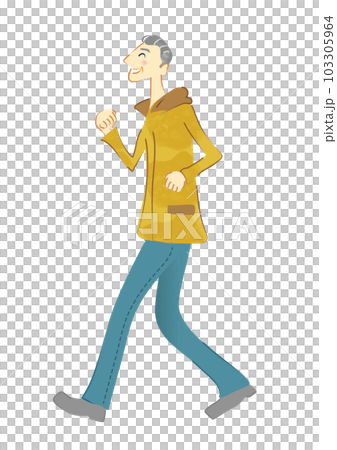 歩いている笑顔のシニア人物 男性 歩いている笑顔のシニア人物 男性 103305964