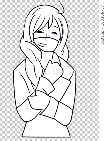 戴面具的女人，微笑，上班族，商務老師，畫線 103306757