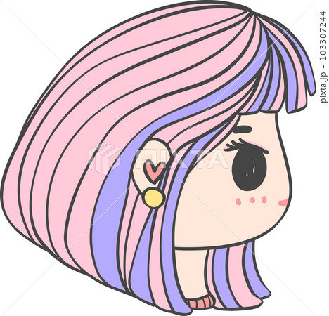 Color Portrait Cute Cartoon Girl Profile Stock Illustration 1793950984