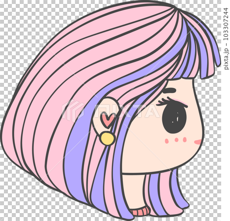 Cute girl happy strong face with colourful fashion hair cartoon character hand drawing doodle outline Cute girl happy strong face with colourful fashion hair cartoon character hand drawing doodle outline 103307244