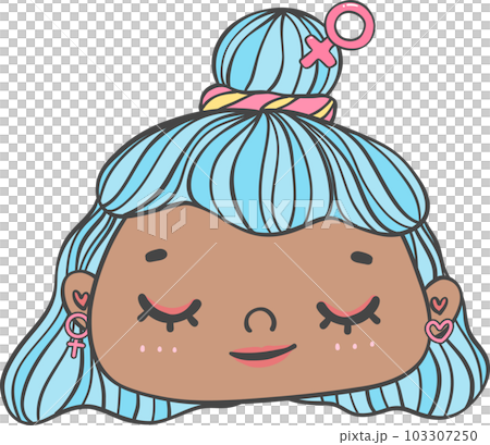 Cute girl happy strong face with colourful fashion hair cartoon character hand drawing doodle outline Cute girl happy strong face with colourful fashion hair cartoon character hand drawing doodle outline 103307250