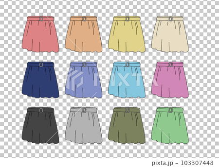 フレアスカートのイラストセット フレアスカートのイラストセット 103307448