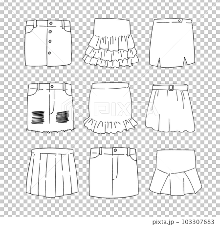 白色迷你裙插畫集 103307683