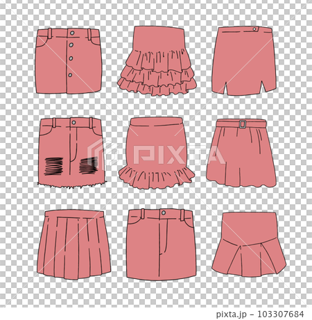 紅色迷你裙插畫集 103307684