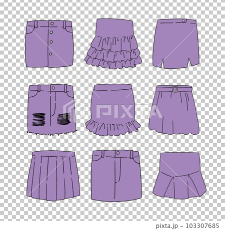 紫のミニスカートのイラストセット 103307685